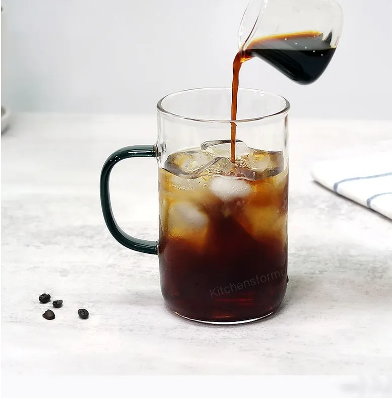 내열유리 컬러손잡이 머그컵 530ml*4개세트 (업체별도 무료배송)