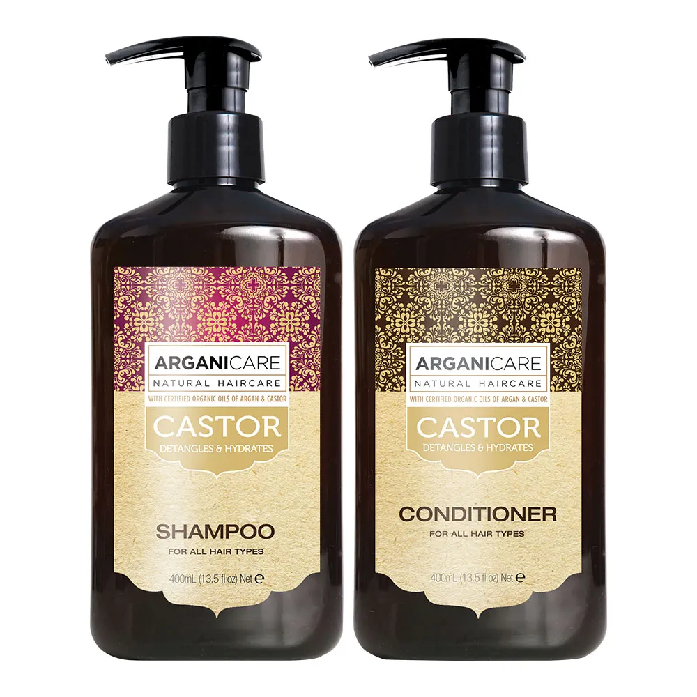 [아르가니케어] 캐스터 피마자오일 퍼퓸 샴푸 400ml + 컨디셔너 린스 400ml (업체별도 무료배송)