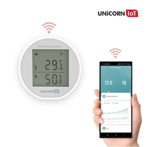 유니콘IoT 무선 온습도 감지센서 WiFi방식 전용 IoT앱 어플 연동 TS-H8 (업체별도 무료배송)