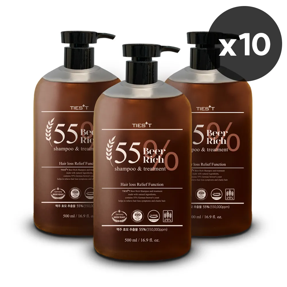 [대량구매관][티에스트] 맥주효모 탈모 샴푸 비어리치 500ml x 10개(탈모증상완화 기능성)(업체별도 무료배송)