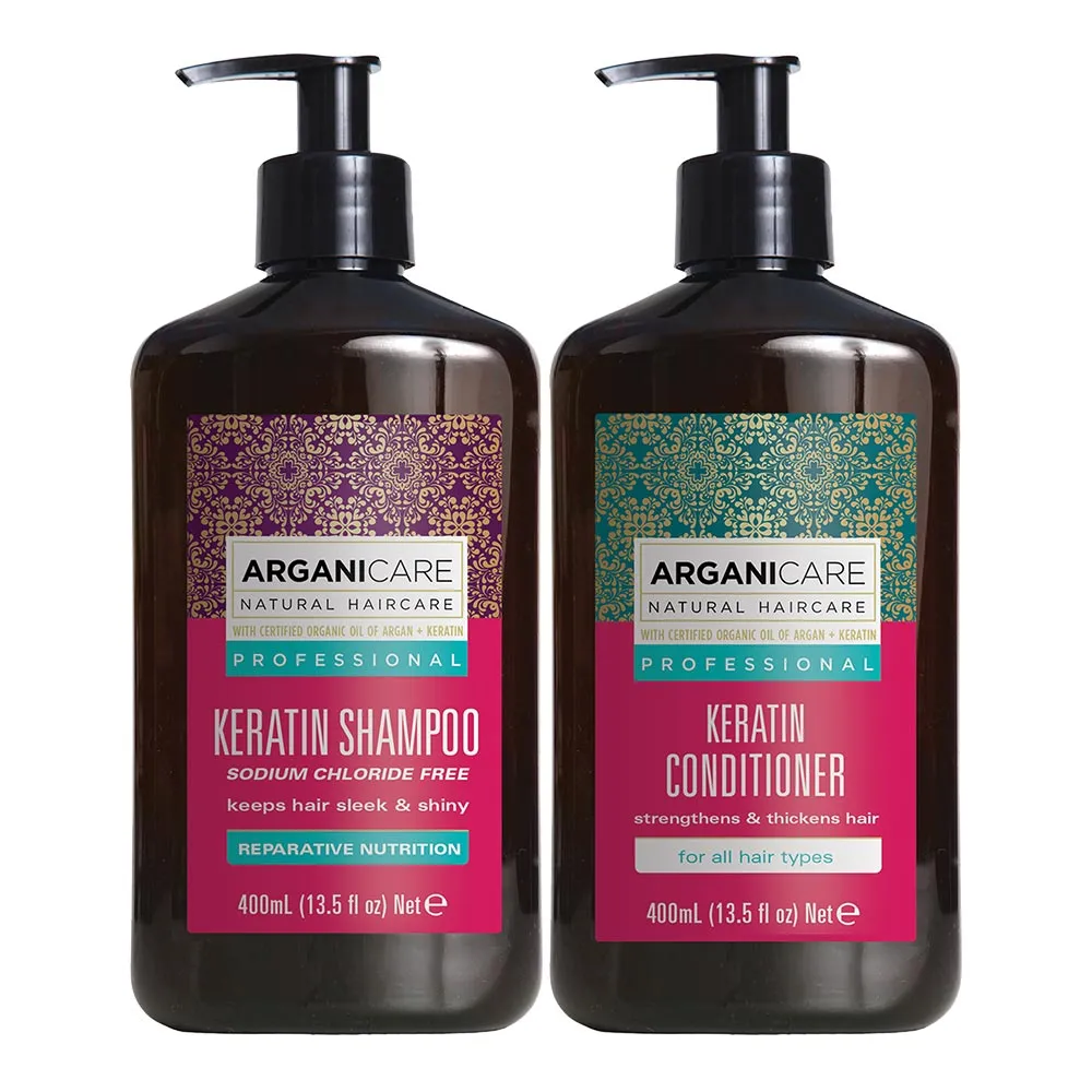 [아르가니케어] 케라틴 단백질 샴푸 400ml + 컨디셔너 린스 400ml (업체별도 무료배송)