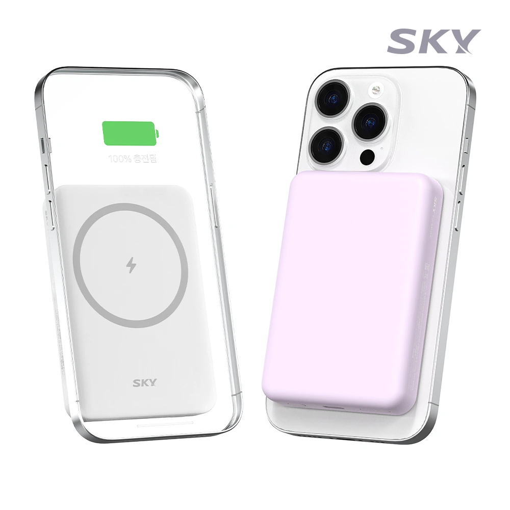 (리퍼) [스카이] 필 맥세이프 보조배터리 5000mAh+링스티커 M05 (업체별도 무료배송)