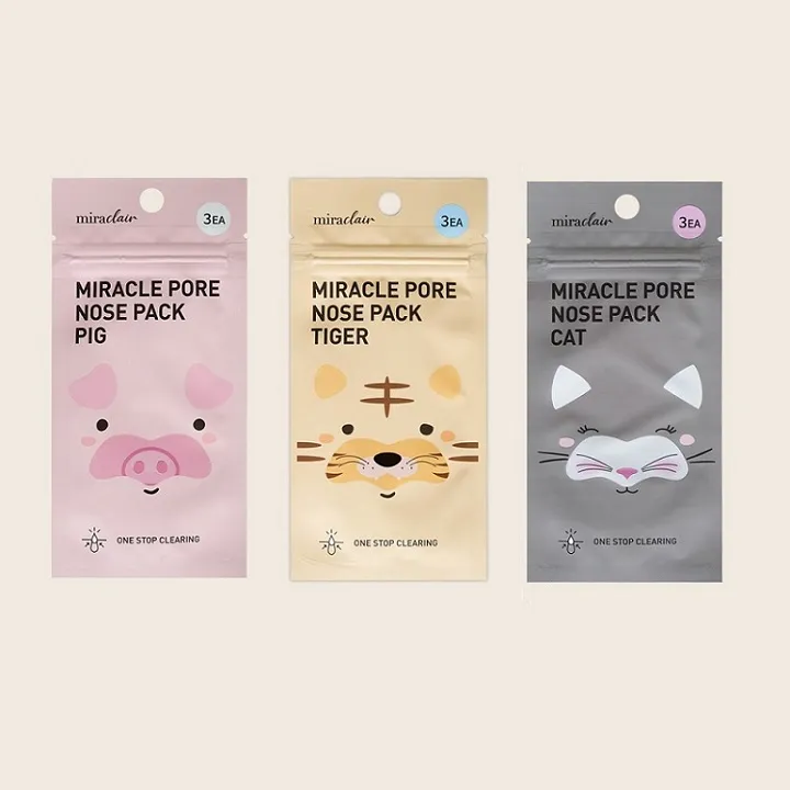 [미라클레어] 포어 코팩 3매입 x 3개 (호랑이1+고양이1+돼지1) (업체별도 무료배송)