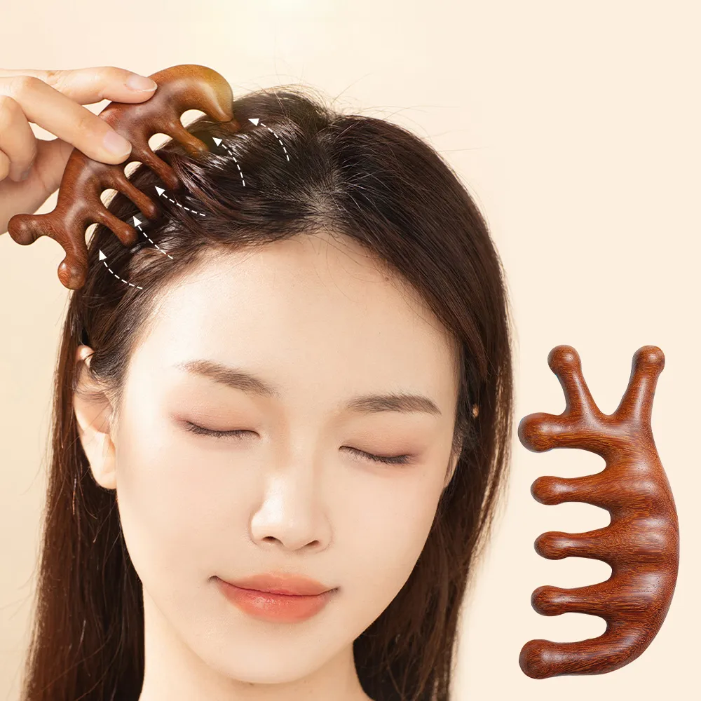 혈자리＆림프절 순환 마사지 우드괄사 지압 머리빗 겸용 (2개이상 구매가능)(업체별도 무료배송)