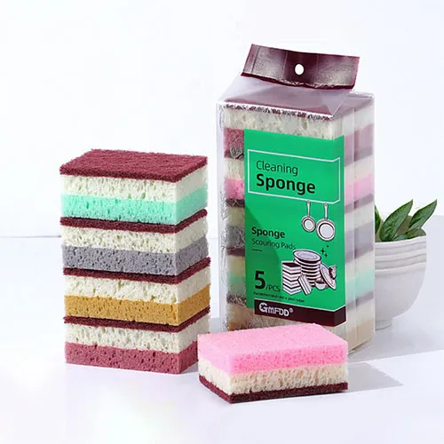 [잇츠웰] 삼색 양면 스펀지 수세미 5개입 ITS-SPONGE(업체별도 무료배송)