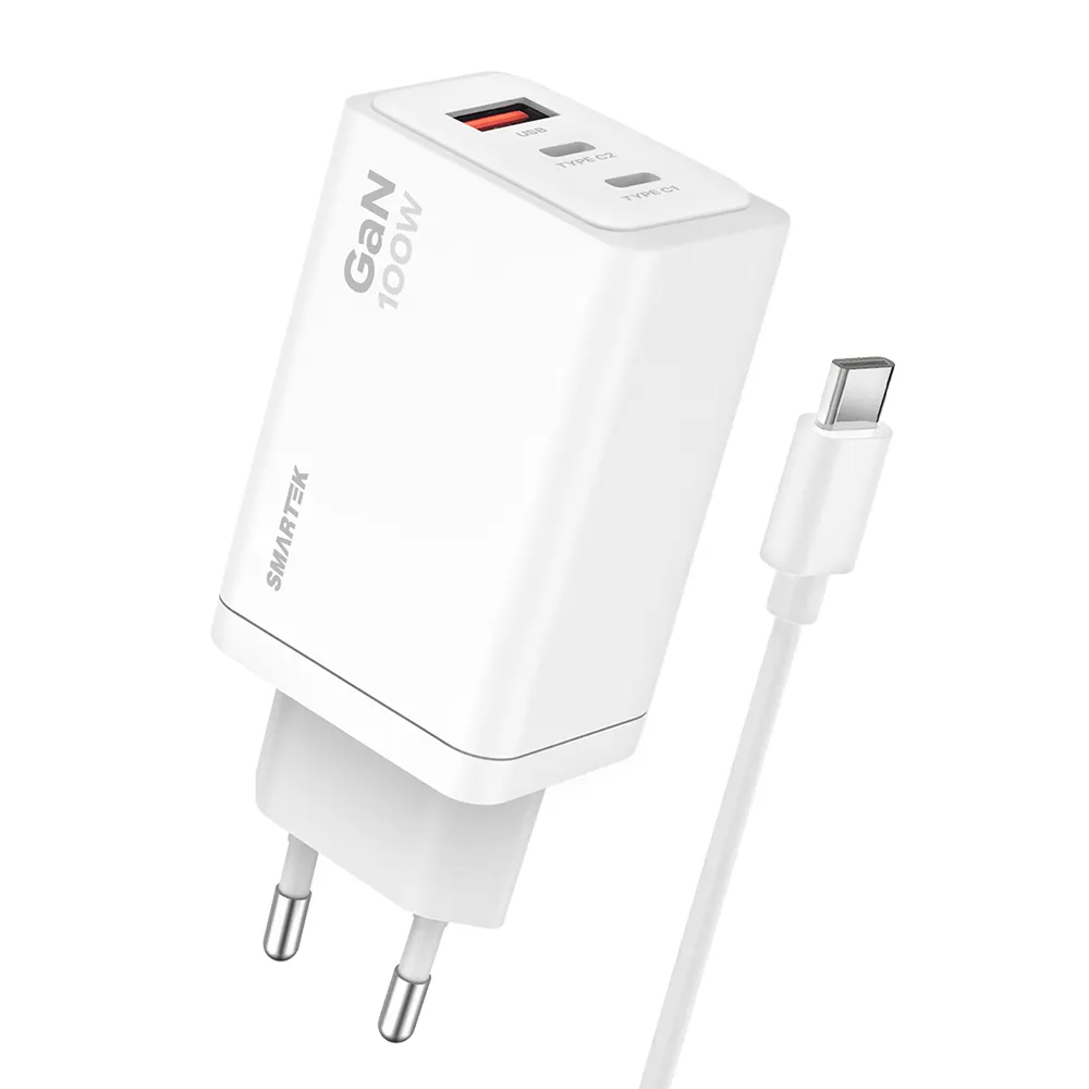[스마텍] GaN 100W 3포트 멀티 초고속 충전기(PD/PPS) + C to C 케이블포함 STQC-GAN100 (업체별도 무료배송)