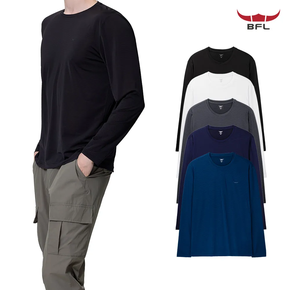 [BFL] 남성 자외선차단 골프웨어,등산 쿨 냉감 이너 라운드 긴팔 티셔츠 5color 5size (업체별도 무료배송)