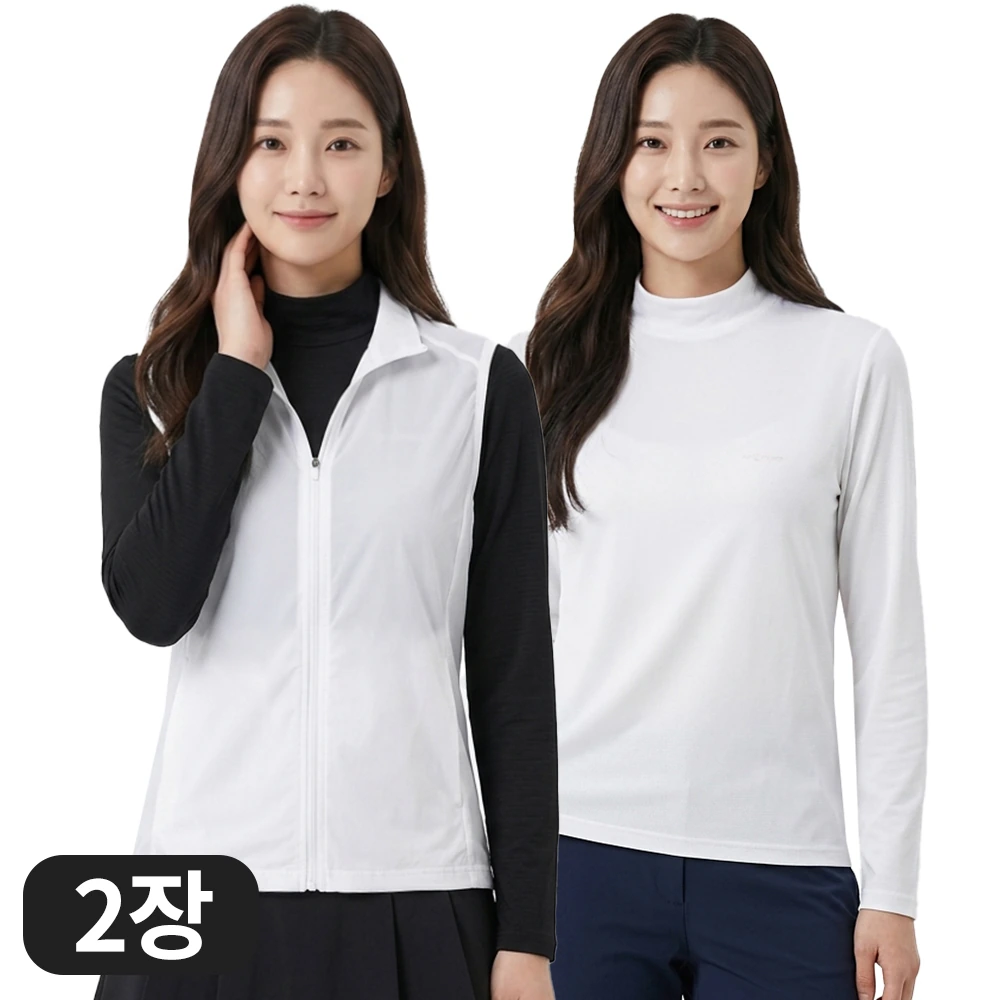 [1+1] 여성 프리미엄 자외선차단 UV 쿨링 스포츠 골프 반폴라 이너웨어 티셔츠 (업체별도 무료배송)