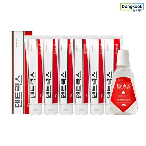 동국제약 덴트릭스 치약 150gX6개+가글액플러스 250ml 1개 /잇몸케어,구취제거,입냄새제거 (업체별도 무료배송)