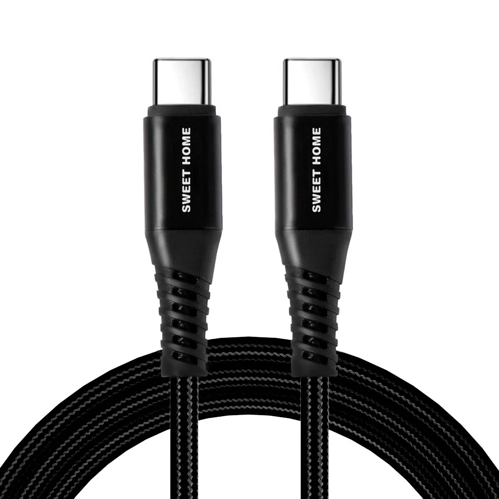 [3개입][스윗홈] CtoC 100W 메탈패브릭 고속충전케이블 (업체별도 무료배송)