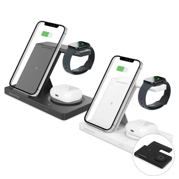 [스마텍] 3in1 고속 무선 충전기 접이식 거치대 STQC-AG3(업체별도 무료배송)