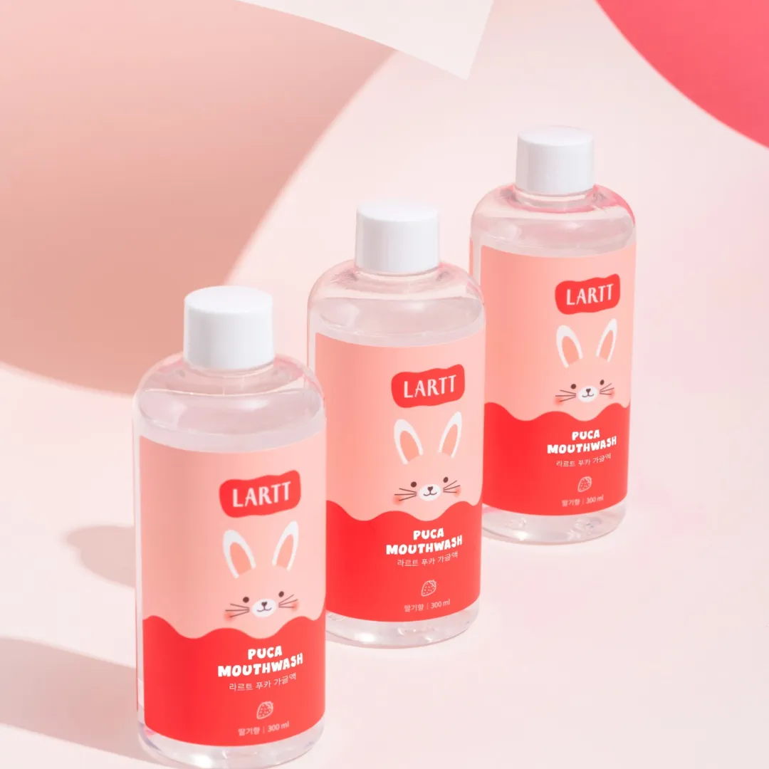 [푸시특가][라르트] 푸카 무알콜 충치예방 구강청결제 어린이 딸기향 병가글 300ml x 3개 (업체별도 무료배송)