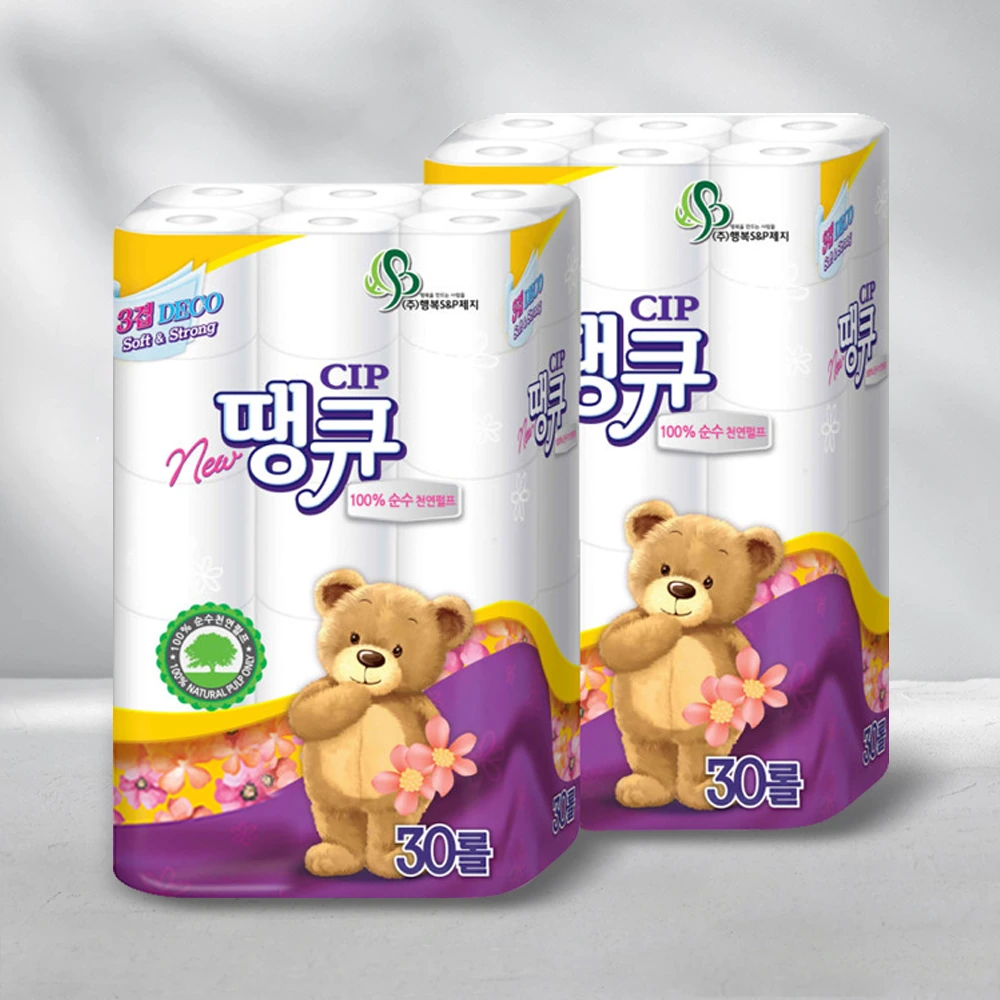 [CIP] 3겹 100% 천연펄프 땡큐 휴지 18M 30롤 x 2개/3개 (업체별도 무료배송)