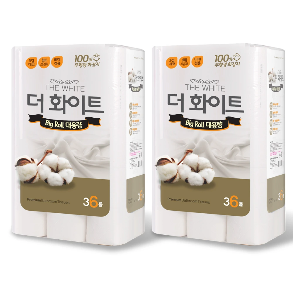 [행복제지] 3겹 더화이트 대용량 휴지 27M 36롤 x 2개/3개 (업체별도 무료배송)