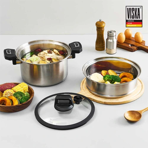 [비스카] 마이키친 저압냄비 7L VK-G2107P (냄비+찜기+뚜껑) (업체별도 무료배송)