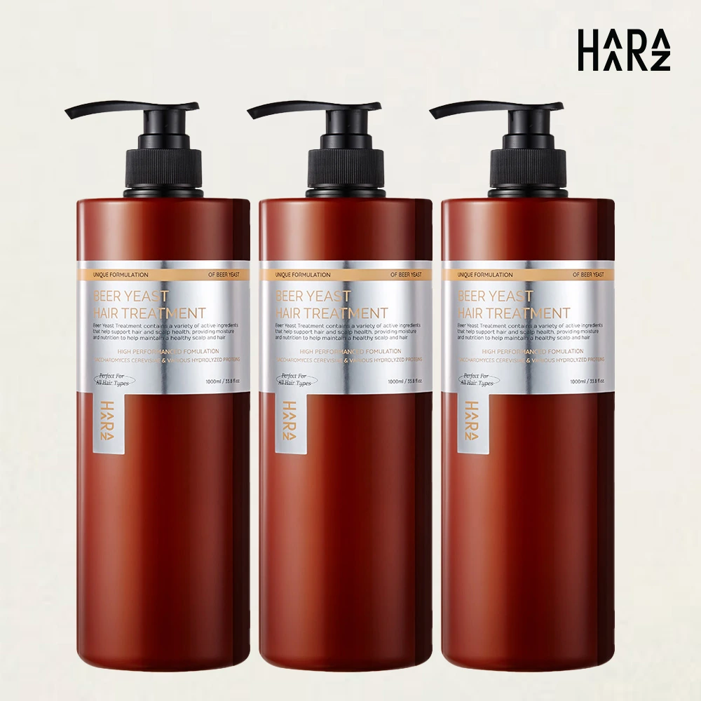[하라즈] 맥주효모 대용량 샴푸/트리트먼트 플로럴머스크향 1000ml x 3개 (업체별도 무료배송)