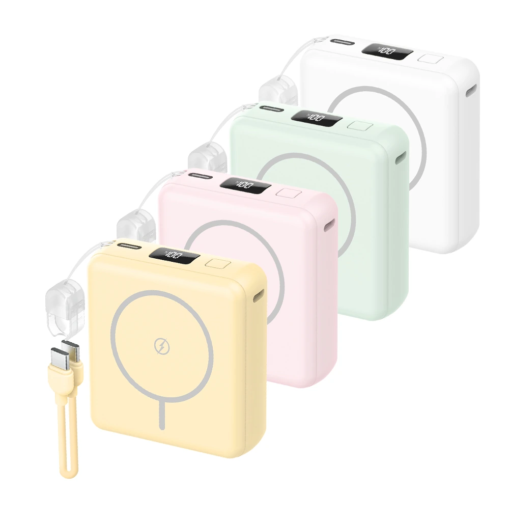 [스마텍] 고속 무선 충전 가벼운 미니 맥세이프 보조배터리 10000mAh 스트랩 케이블 STPB-MFB100 (업체별도 무료배송)