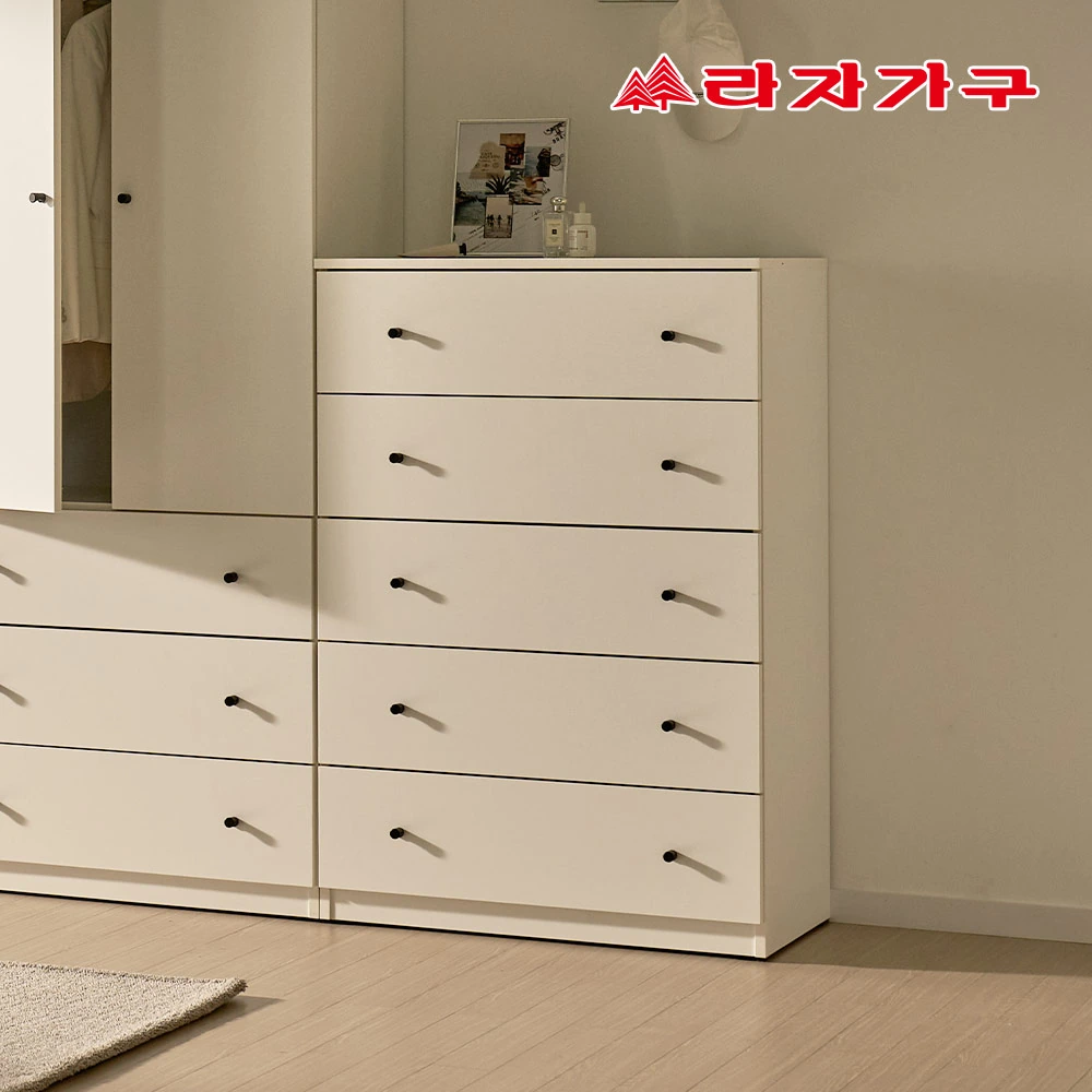 [라자가구] 더모어 빅수납 다용도 옷 서랍장 5단 800 (방문설치배송)