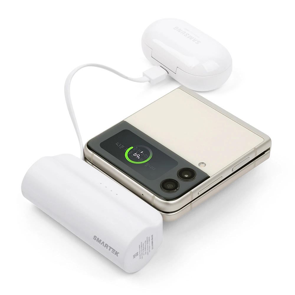 [스마텍] 5000mAh 2WAY 듀얼 일체형 미니 보조배터리(8핀/C타입) STPB-MB50 (업체별도 무료배송)