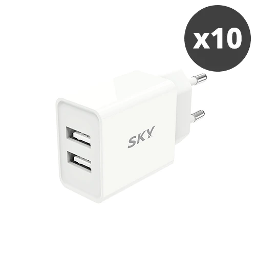 [대량구매관][스카이] 필 12W USB 듀얼 충전기 x 10개 C1 (저속/일반충전) (업체별도 무료배송)