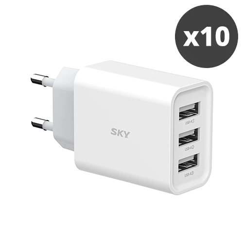[대량구매관][스카이] 필 18W USB 3포트 멀티 충전기 x 10개 C3 (저속/일반충전) (업체별도 무료배송)