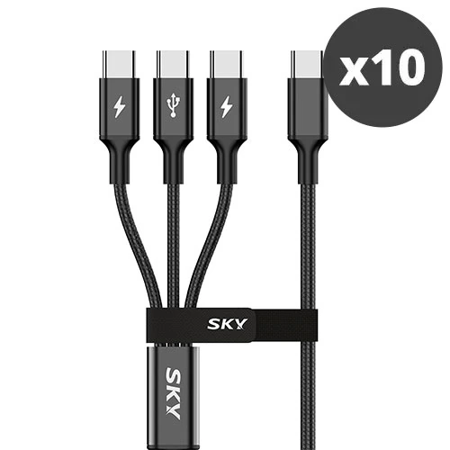 [대량구매관][스카이] 3in1 60W PD C to C타입 멀티 초고속 케이블 x 10개 (업체별도 무료배송)