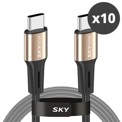 [대량구매관][스카이] 60W PD C to C타입 메탈 초고속 충전 케이블 x 10개입 (고강도 패브릭) (업체별도 무료배송)