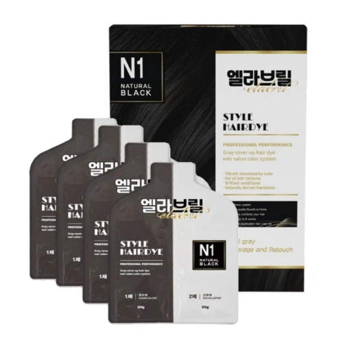 [엘라브릴] 스타일헤어다이 N1 내추럴블랙 크림염색제 (4회분)
