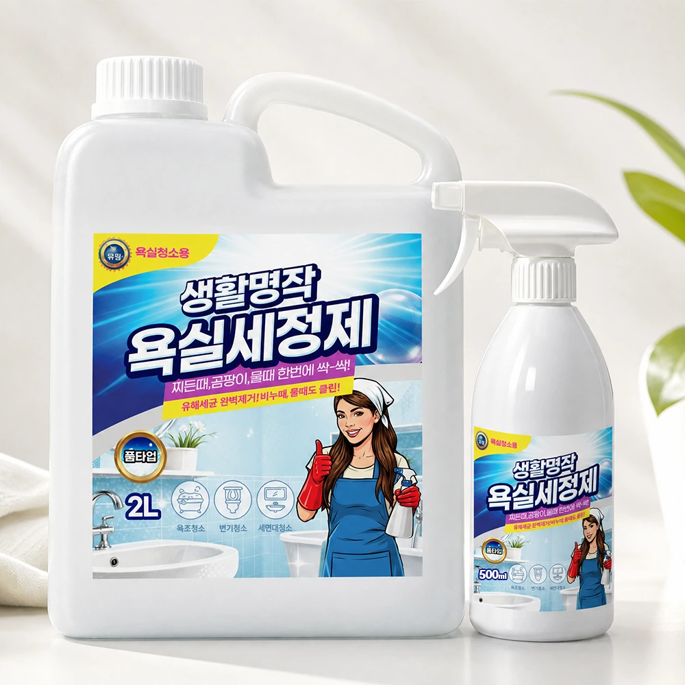 [생활명작] 욕실청소 세정제500ML+리필2L / 곰팡이제거 화장실 세제 (업체별도 무료배송)